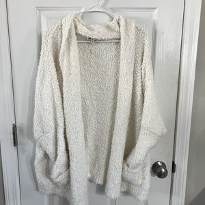 Listicle Knit cardigan cream with pockets long sleeve popcorn knit